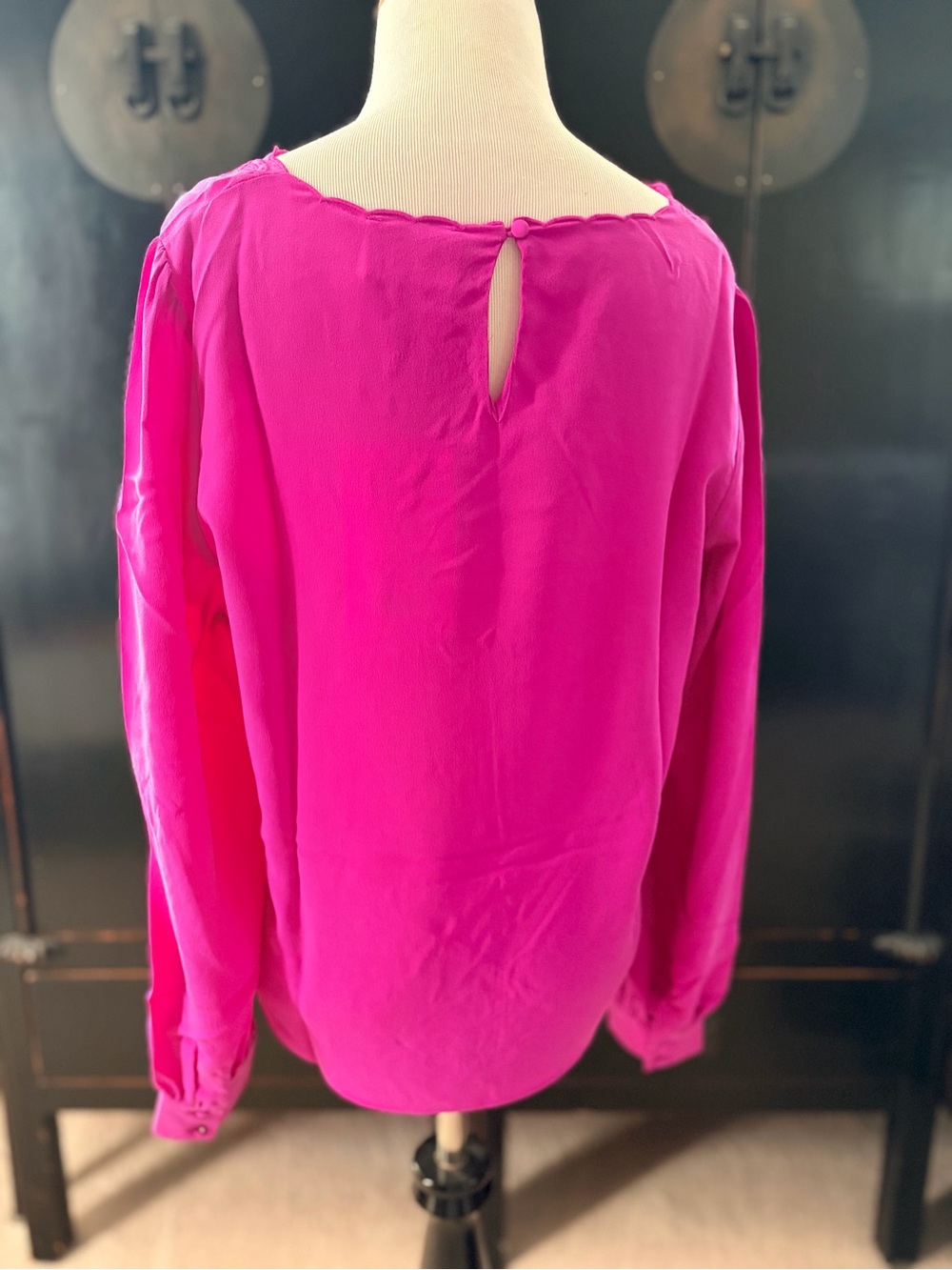 Sezane Fuchsia Floral Lace V-Neck Blouse - Picture 5 of 10